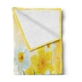 thumbnail image 2 of Daffodil Soft Flannel Fleece Blanket, Daffodils Garden Narcissus Rebirth and New Beginnings Celebration Graphic, Cozy Plush for Indoor and Outdoor Use, 70" x 90", Green Yellow White, by Ambesonne, 2 of 5