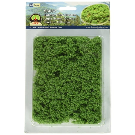 Foliage Fiber - Landscaping Material - Foliage Fiber Clusters, Light Green, Coarse, Use with all railroad or race track layouts or other scenery projects needing realistic foliage By JTT