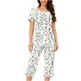 thumbnail image 4 of Tnhcen Women's Pajama Set Green Sleepwear Soft Pjs Lounge Sets Short Sleeve with Pockets S-3XL, 4 of 6