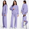 thumbnail image 7 of 2 Piece Lounge Sets for Women Casual Sweatsuits Crew Neck Oversized Sweatshirt & Wide Leg Pants Soft Fleece Lining Workout Airport Matching Set Tracksuit Fall Winter Outfits, 7 of 7