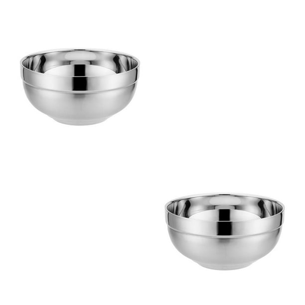 Toystoory Cuenco de acero inoxidable de 2 capas para el hogar de alta capacidad, seguro, delicado y cómodo, cuencos de Metal para comida 18 cm 2Conjunto