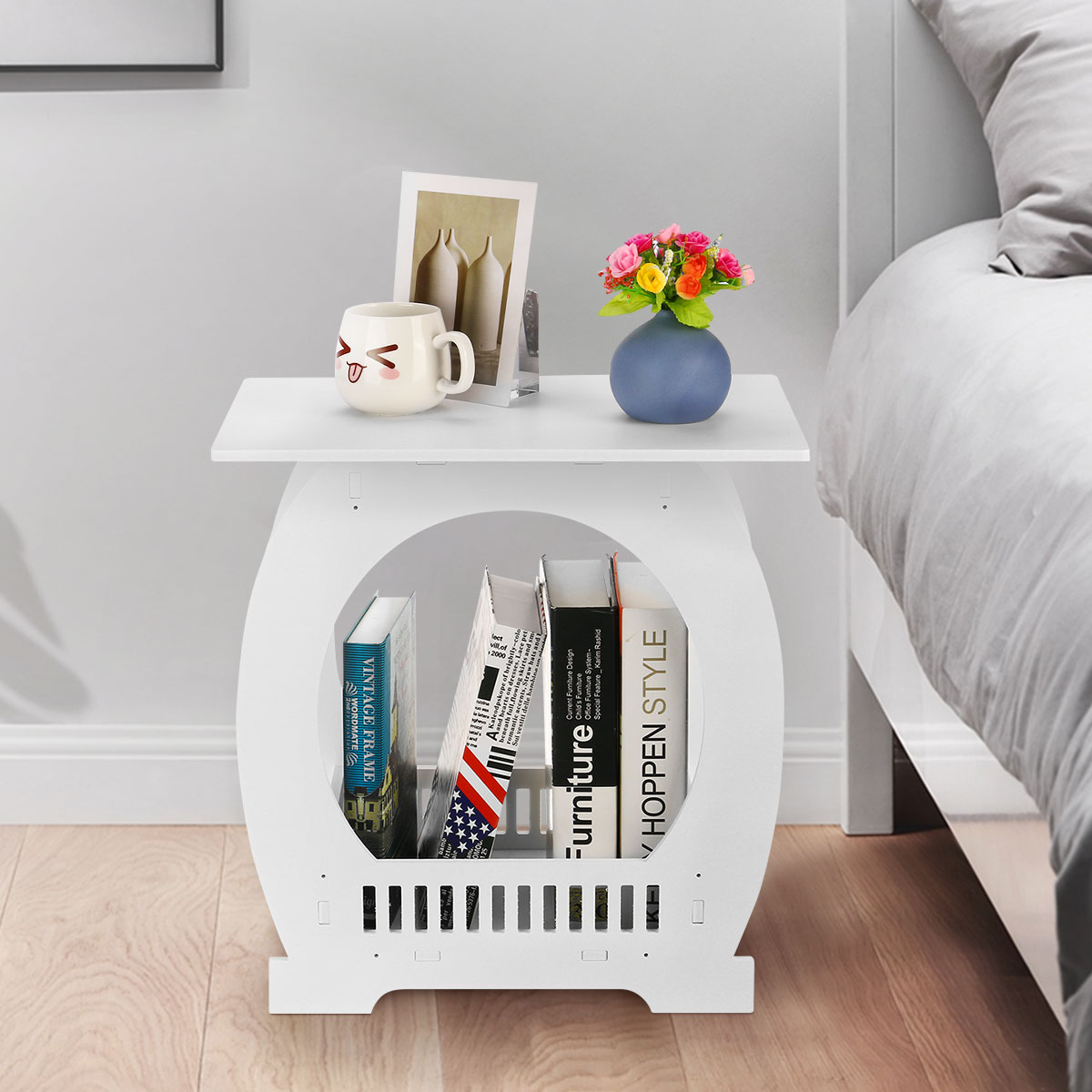 White Nightstand End Table Bedside Table Home Furniture ... White Nightstand End Table Bedside Table Home Furniture ...