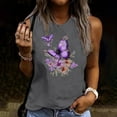 thumbnail image 2 of Tank Tops for Women Summer Casual Round Neck Short Sleeved Printed Graphic Tees Loose Sleeveless T Shirt, 2 of 4