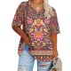 thumbnail image 2 of Camisetas Casuales de las Mujeres de Manga Corta de Cuello en V Oversized Camiseta Deportiva de Verano, Top Impreso Casual, 2 of 4