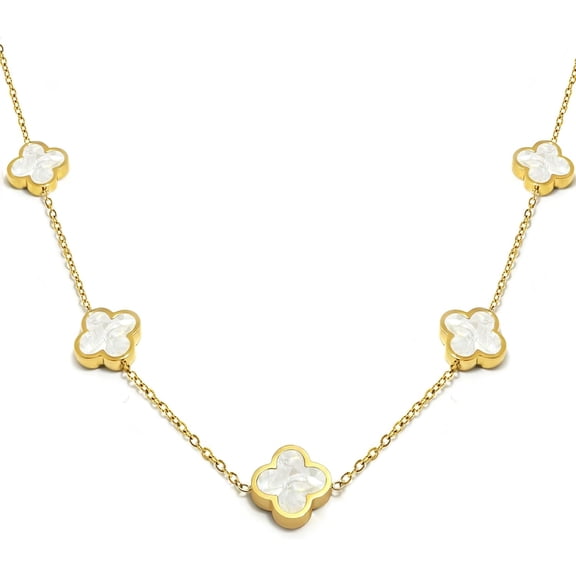 18K Gold Plated Pendant Necklaces for Women, Dainty Lucky Four Leaf Clover Gold Necklace Set Jewelry Gifts for Women