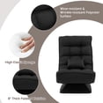 thumbnail image 4 of Giantex Chaise de Sol Pivotante à 360°, Chaise de Sol Compacte et Réglable avec Dossier Réglable à 5 Niveaux et Coussin de Massage, Noir, 4 of 6