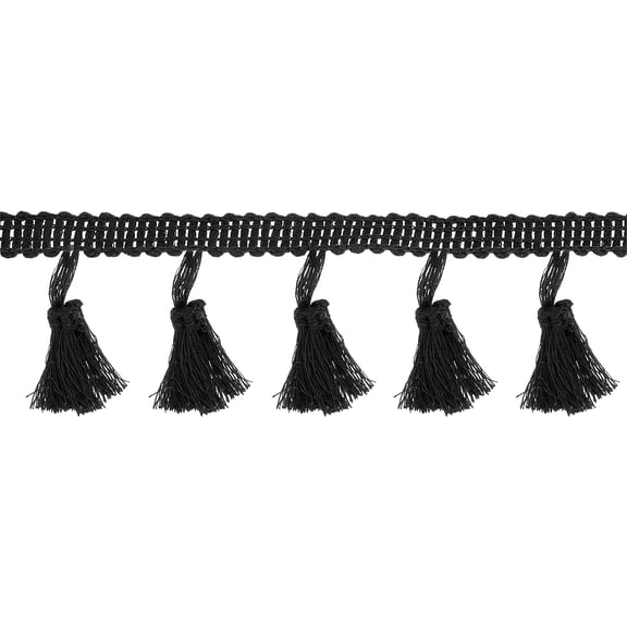 Uxcell 10 Yards Tassel Fringe Trim, 1.8 Inch Tassels Fringe Lace Trim Ribbon Trimming Sewing Fringe Trim for Sewing Crafts Home Decor Clothing Bedding Curtains, Black
