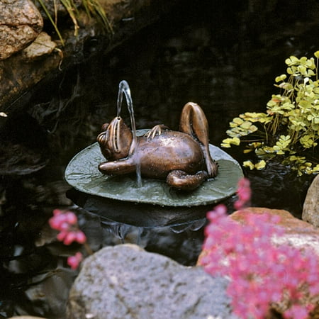 - Design Toscano Spitting Lazy Frog on Lily Pad Cast Bronze Garden Statue
