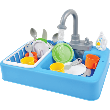 Sunny Days Entertainment Toy Kitchen Sink for Kids with Real Running Water