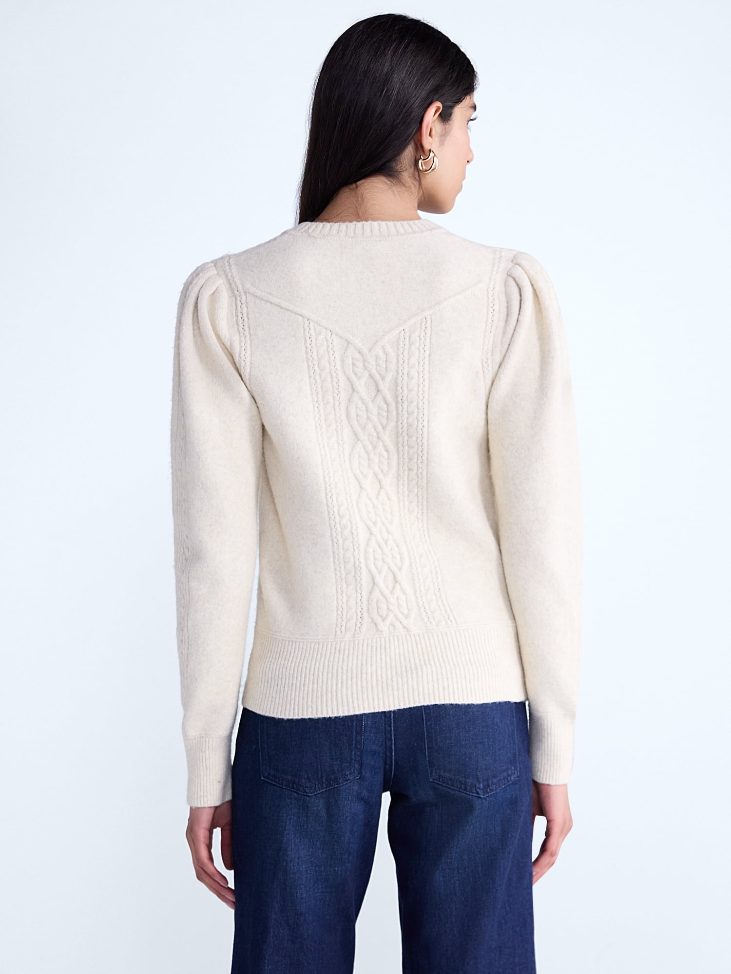 Scoop Women's and Women's Plus Cable Knit Henley Pullover, Sizes XS-4X