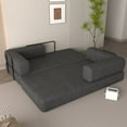 thumbnail image 3 of Youmumeub Modern Floor Sofa, 3-Seat Cozy Lounge Couch in Grey Corduroy with Memory Foam, Minimalist Low-Profile Sofa with Repositionable Arms, 3 of 8