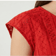 thumbnail image 6 of Banded Bottom Tops for Women Eyelet Short Sleeve Smocked Elastic Waist Blouse Casual Crewneck Date Night Outfit, 6 of 6