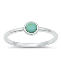 CHOOSE YOUR COLOR Minimalist Simulated Turquoise Ring .925 Sterling Silver Band Blue CZ Female Size 5
