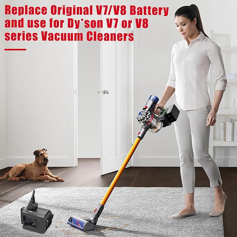 2-in-1 V7/V8 Double Battery Adapter,for Mil*wau*kee 18V M-18 Battery Work for Dy*son V7+V8 Series Vacuum Cleaner,Higher Power and Longer Working Time