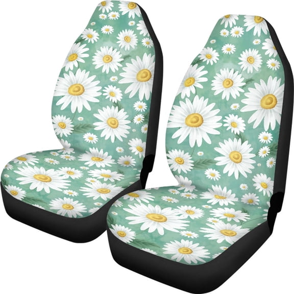 XYZCANDO Daisy Car Seat Covers Comfort Scratch Proof Front Seats Protector Front Car Seat Auto Interior, Washable Elastic Truck Van