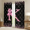 thumbnail image 2 of Manfei Pink Monogrammed K Black Out Curtains, Kawaii Princess Ribbon Bow Curtains Pack of 2 (42x63 Each), Teens Girls Kids Bedroom Curtains, Black Out Curtains Home Decor, 2 of 6