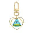 thumbnail image 1 of Nicaragua National Emblem Gold Heart Keychain Metal Keyring Holder, 1 of 3
