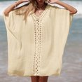 thumbnail image 5 of Cavosen Bathing Suit Cover up for Women Long Hollow Out Dress Bikinis Swimwear Kimono Short Sleeve V-Neck Sheer Flowy Breathable Sun Protection Long Cover Ups Plain Swimsuit Kaftan, 5 of 6