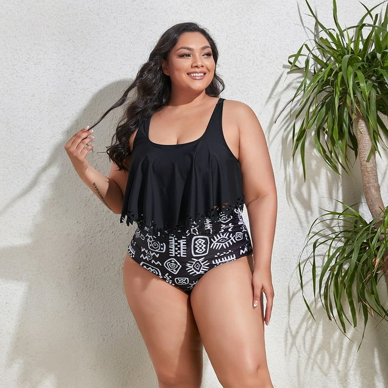 High waist 2 piece hotsell bathing suits plus size