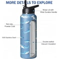 thumbnail image 3 of 40oz Cute Shark Water Bottle with Handle and Flip Straw, Sports Stainless Steel Insulated Cup, Travel Coffee Mug Tumbler, Birthday Mothers Day Chritmas Gifts for Women Animal Lovers, 3 of 6
