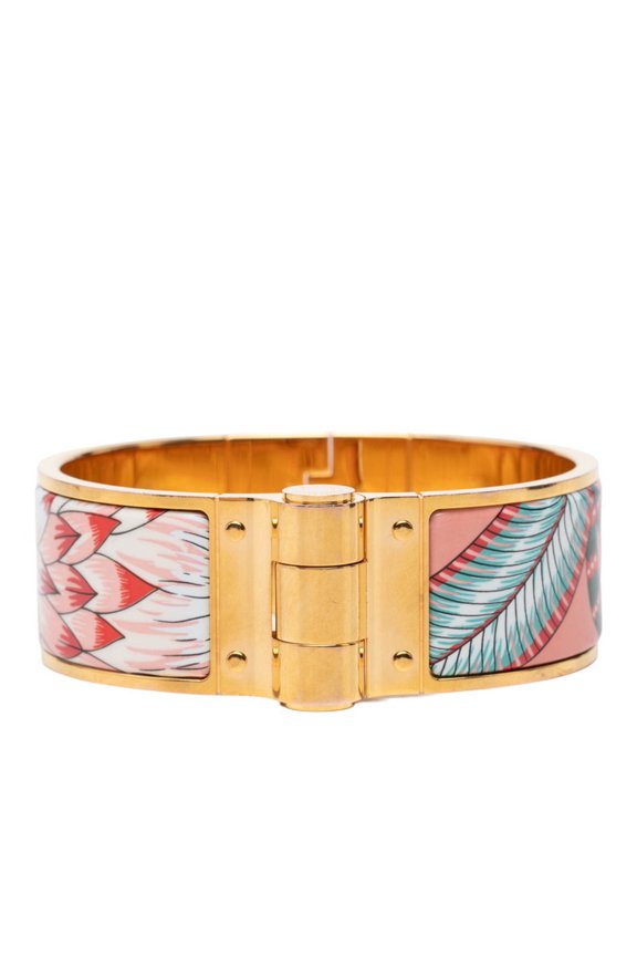 Pre-Owned Hermes Charnire GM Savana Dance Bangle, Gold Plated, Women's