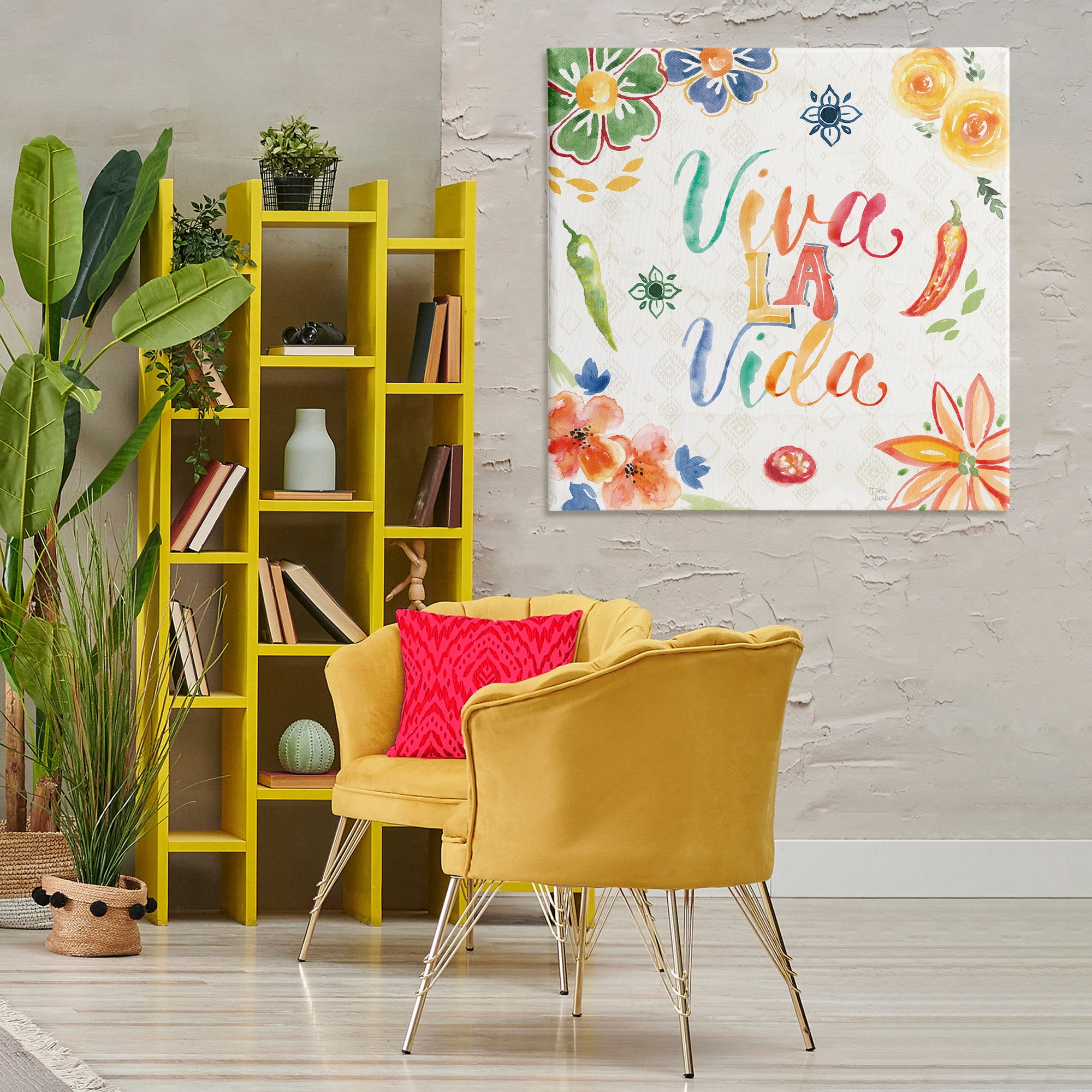 Stupell Industries Viva La Vida Celebración Inspirational Quotes & Sayings Painting Wrapped Canvas Art Print Wall Art, 36 x 36
