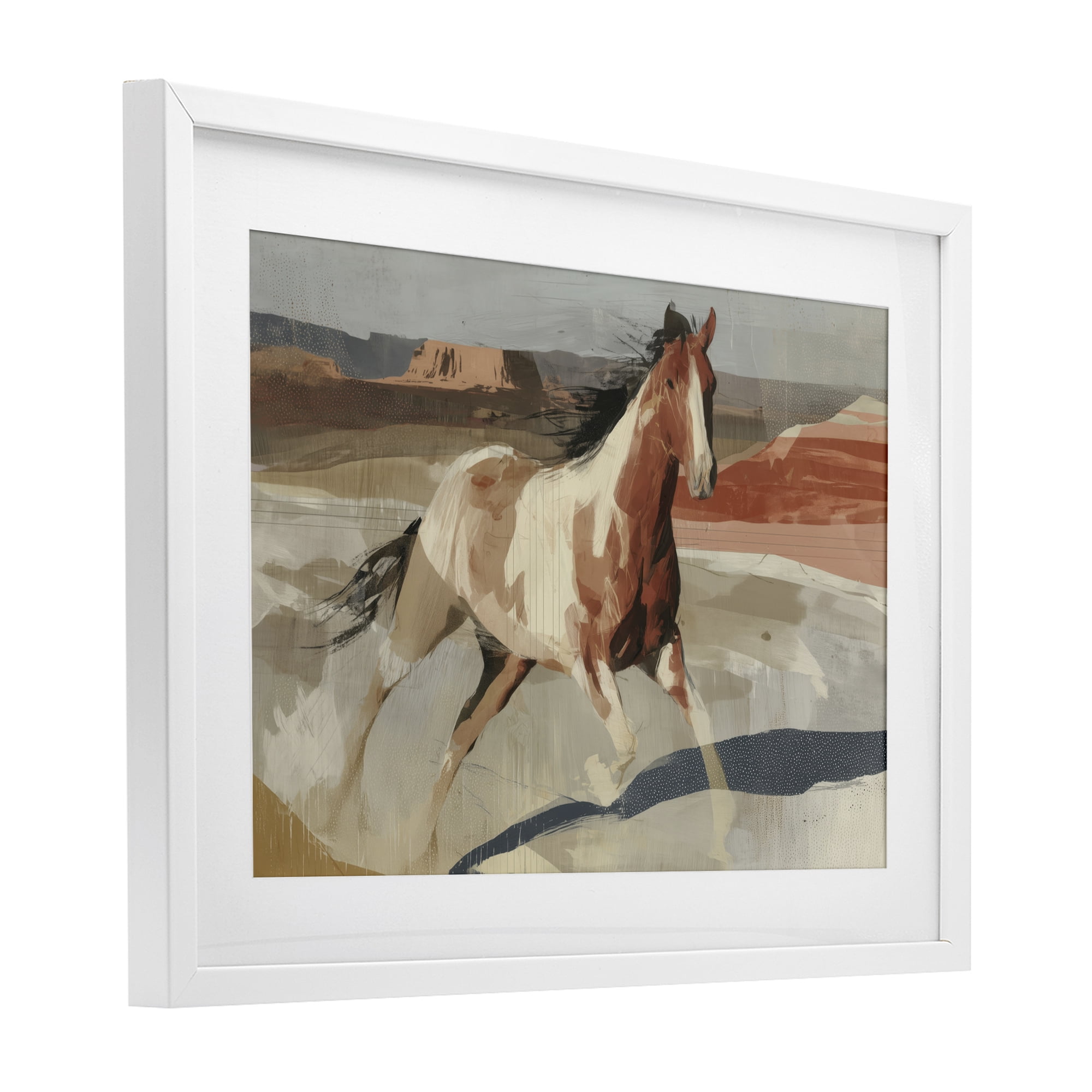 Stupell Industries Wild Horse Across Plains White Framed Print Under Glass, design by Chromatic Storm Studio