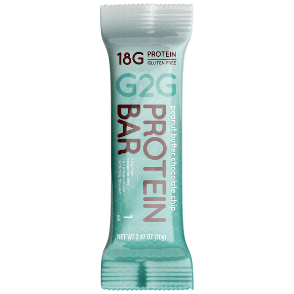 G2G Protein Bar, Peanut Butter Chocolate Chip, Healthy Snack, Delicious Meal Replacement, Gluten-Free, Clean Ingredients, Refrigerated for Freshness, 8 Count (Pack of 8)