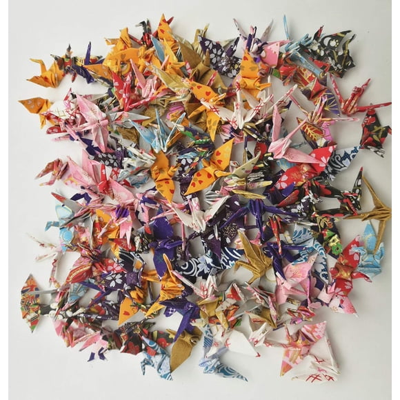 100 Grúas de papel de origami Grúas de origami de papel Washi Diferentes patrones Impresión japonesa Hecho de 3,81 cm 1,5 pulgadas para decoración de bodas Origamipolly