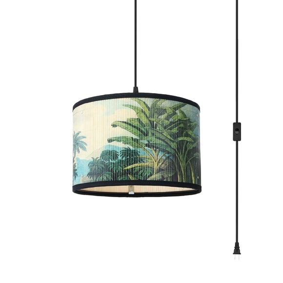 Lámpara colgante Bioaqua, pantalla de bambú con cable enchufable, 4,5 m