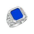 thumbnail image 3 of RYLOS Men's Rings Sterling Silver Ring With Diamonds and Blue Quartz Set in Designer Nugget Style Rings For Men Size 13, 3 of 8
