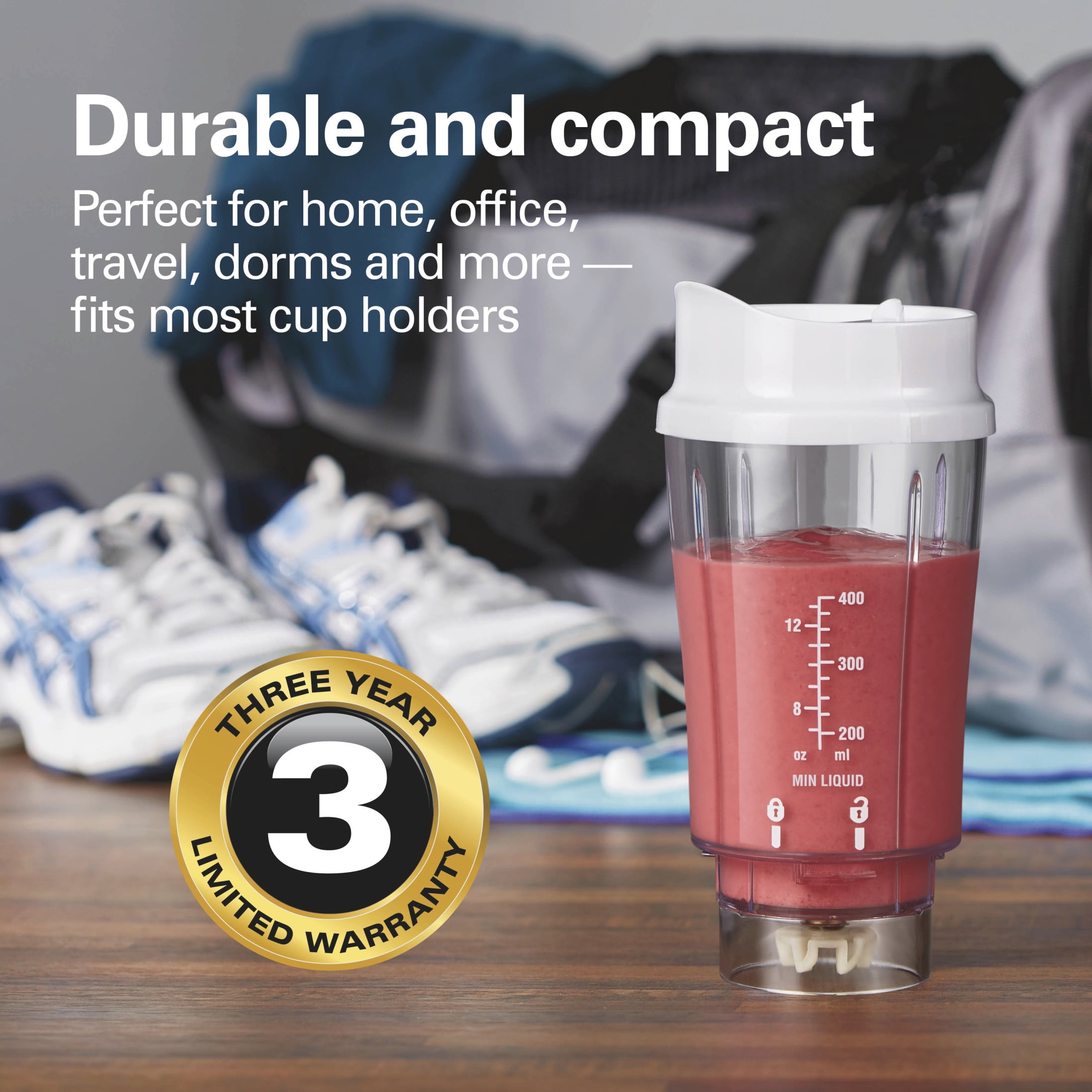 Hamilton Beach Personal Blender for Smoothies with 2 Travel Jars and Lids, White