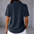 thumbnail image 3 of Dwellite Women Polo Shirts Short Sleeve Button Down Collared Golf Tee Business Casual Summer Work Tops Athletic Tennis Shirts Dark Blue 3XL, 3 of 5