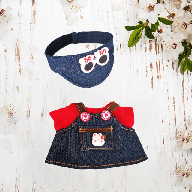 Conjunto de ropa para muñeco de peluche CUTICAT 15 cm falda camiseta roja