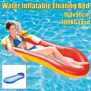 63"x35" Water Inflatable Floating Bed, Beach Swimming Pool Suntan Tub Lounge Raft Float Collapsible Recliner Bed Adult Hammock