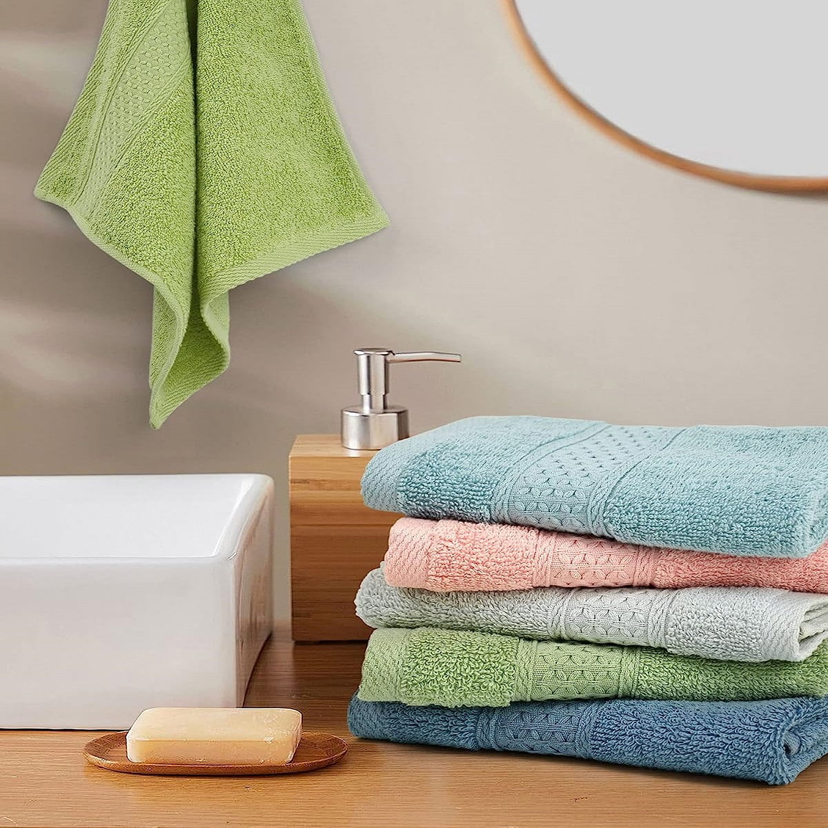 100% Cotton Solid Color Quick Dry Bath Towel Set (hand Towel (6