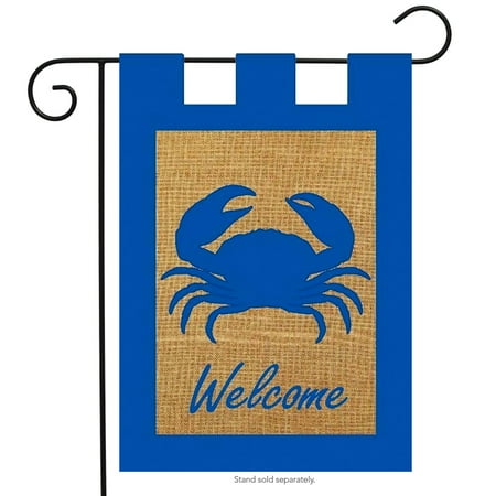 Nautical Garden Decor - Welcome Crab Summer Burlap Garden Flag Nautical Ocean Life 12.5