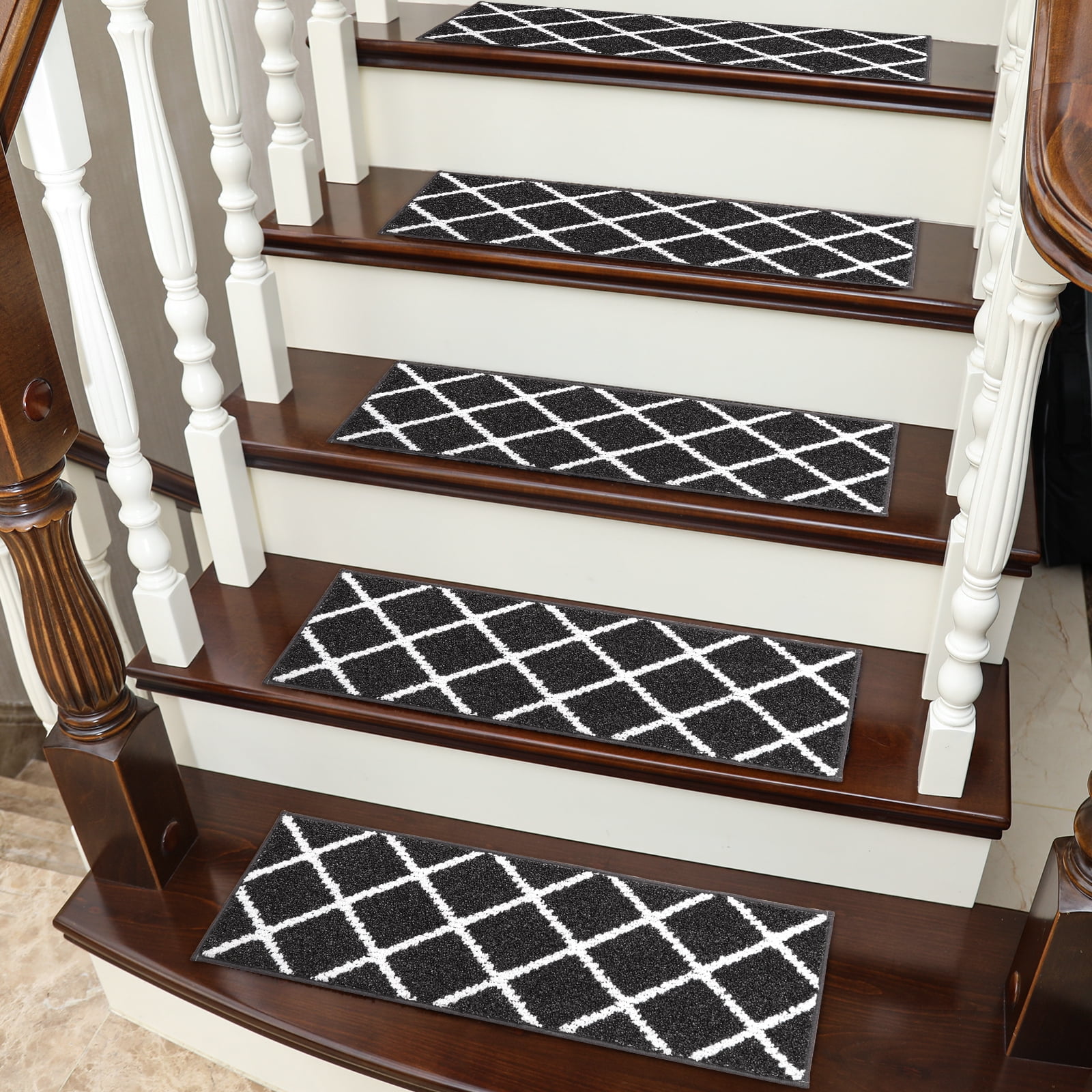 COSY HOMEER Edging Stair Treads NonSlip for Wooden Steps, 9"x28" (4Pack, Black), Machine