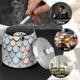 thumbnail image 4 of Yayeee Ashtray with Lid for Cigarette Smokeless Stainless Steel Home Ash Holder, Blue Shimmering Pattern, 4 of 7