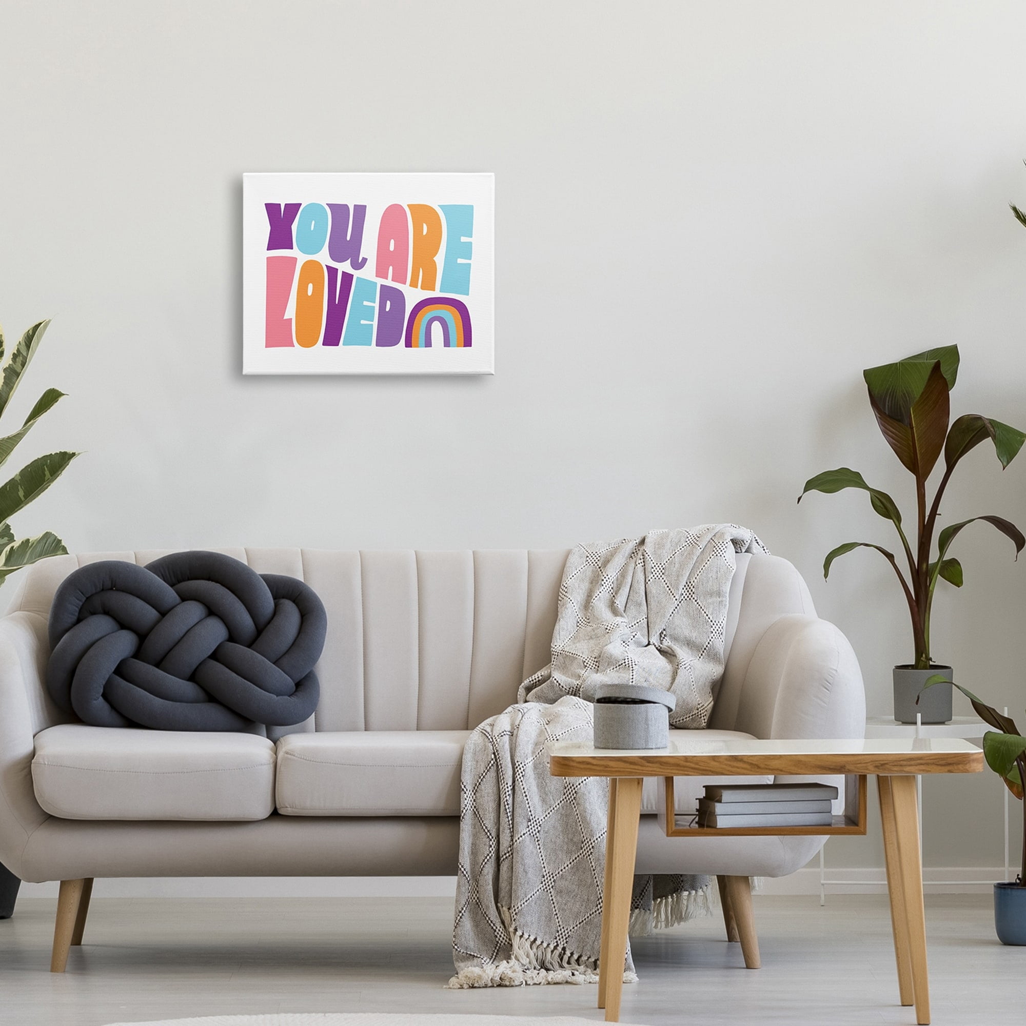 Stupell Industries You Are Loved Rainbow Icon Dynamic Text Retro Typography,20 x 16, Design by Loni Harris