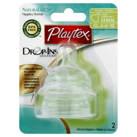 Playtex NaturaLatch Nurser System Y-Cut Silicone Nipples 0-6m+, 2ct