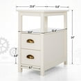 Sophia&William Small Bedroom Nightstand, Narrow Side Table with 2