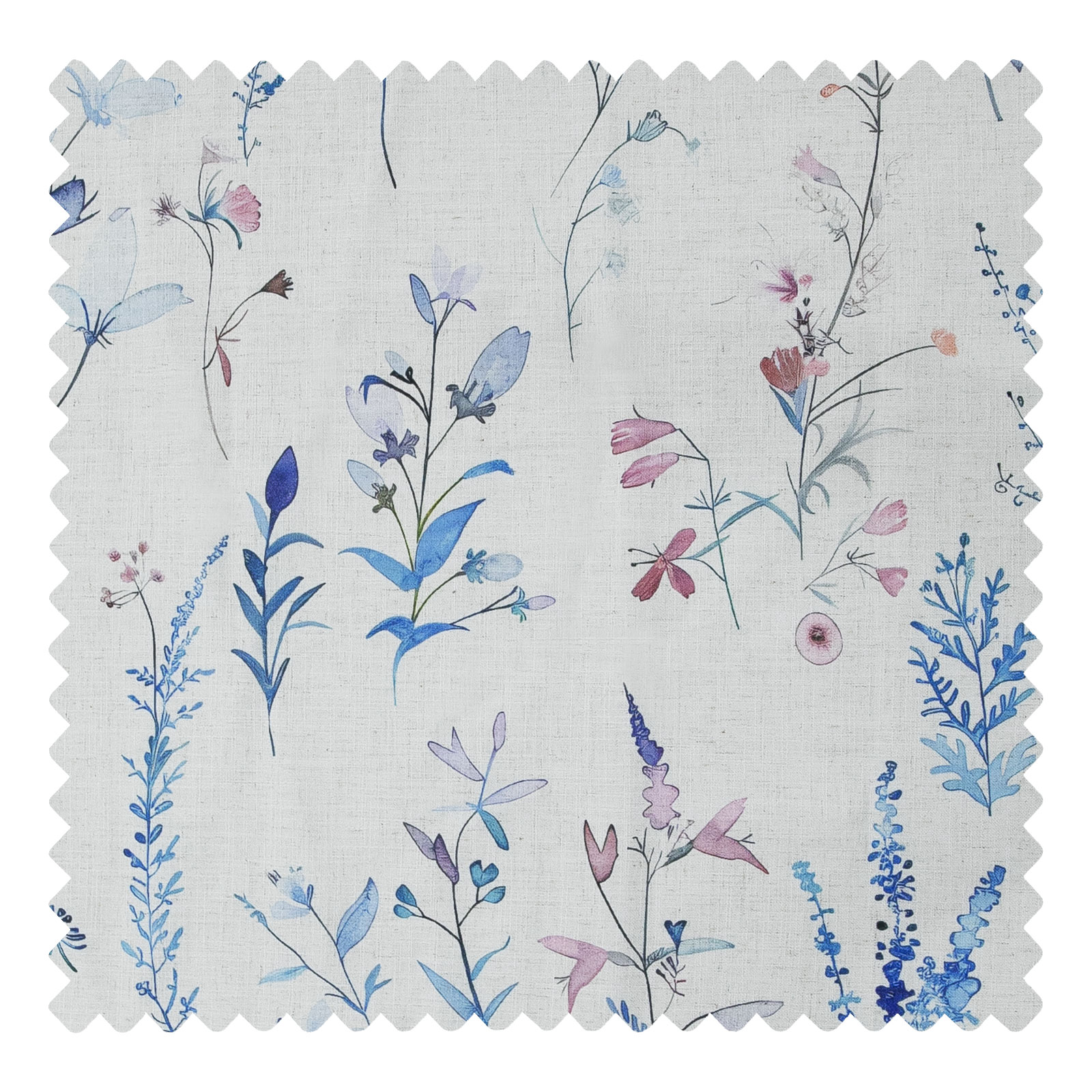 TWOPAGES 84"x63" Pinch Pleat Drape Floral Print Polyester Linen Light Filtering Curtain for Kitchen, 1 Panel, Blue
