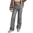 thumbnail image 2 of Leather Pants for Women 2026 Trendy Elastic High Waist Wide Straight Leg Casual Loose Leather Pants Slacks with Pockets, 2 of 8