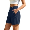 thumbnail image 5 of Omexry Maternity Shorts for Women Women's Summer Solid Color Casual Shorts with Pockets and Multiple Buttons Navy XXL, 5 of 6