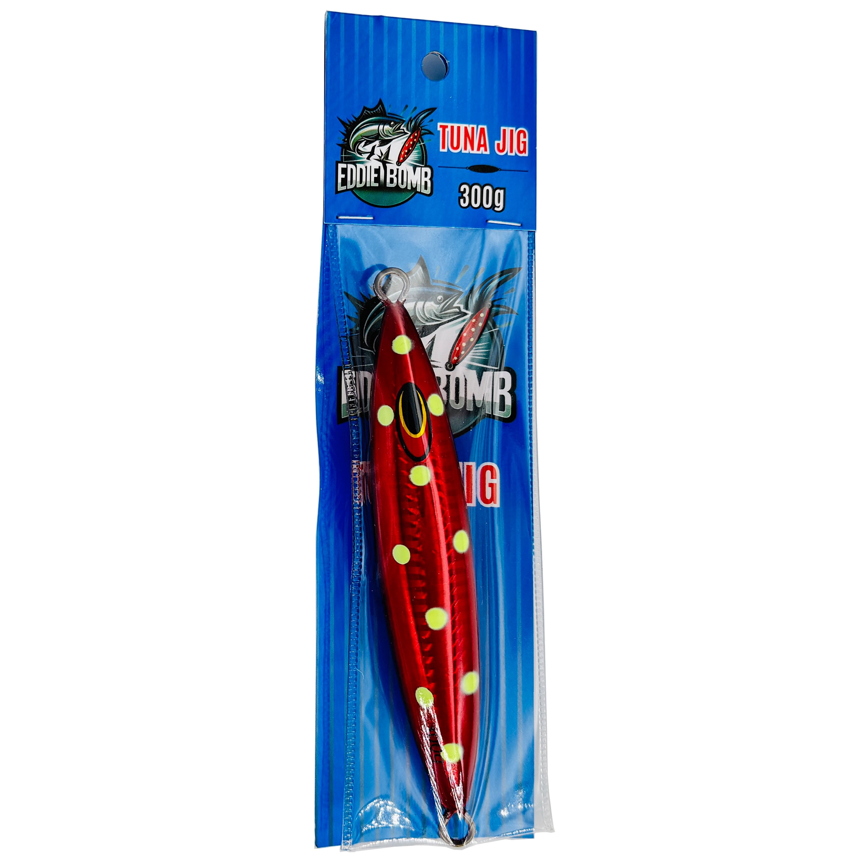 5.5" tuna jigs,300g deep drop saltwater jigging lures, 3 pcs Red Polka Dot, for offshore fishing & vertical jigging, includes wire-through design, ideal for big game tuna & bottom fishing