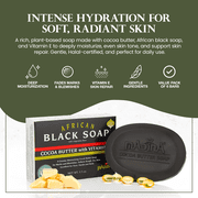 Madina African Black Soap with Cocoa Butter, Halal Certified, 6-Pack