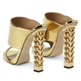 thumbnail image 4 of FSJ Women Open Toe Chain Chunky High Heel Sandals Double Strap Slip on Mules Sexy Prom Evening Dressy Shoes Size 15 Gold, 4 of 5