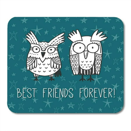 KDAGR Saying Best Friends Forever Friendship Day Funny Doodle Owls Mousepad Mouse Pad Mouse Mat 9x10