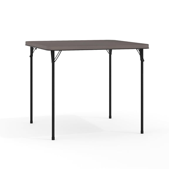 Bowery Hill Modern 34" Square Plastic Bi-Fold Table in Dark Gray